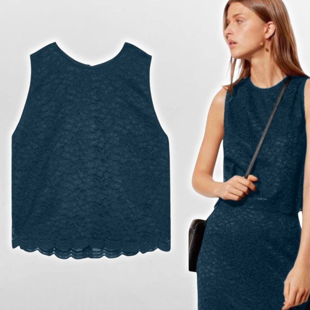 BABATON Aritzia Koen Lace Crop Top Sz 10 Dark Teal